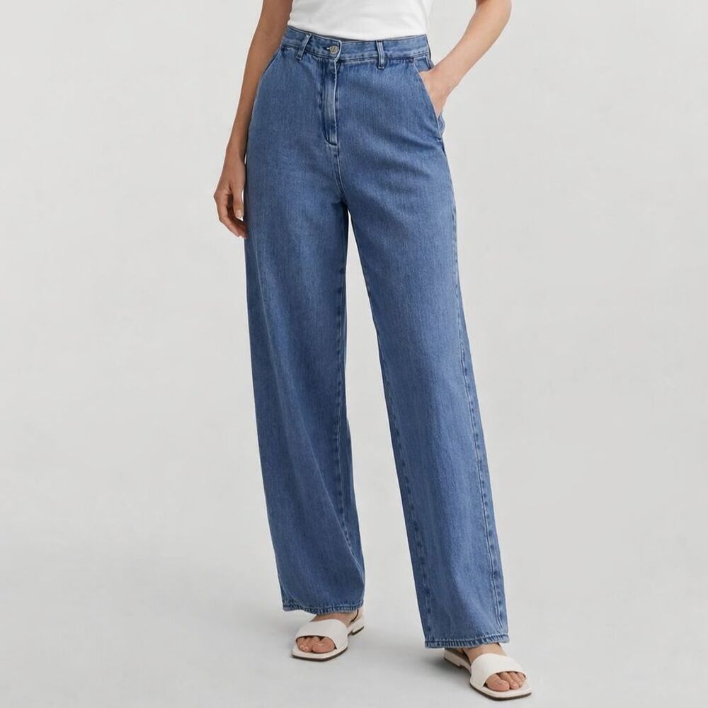 COS Wide Leg Jeans Womens 38 US 8 Blue High Rise Denim Trouser